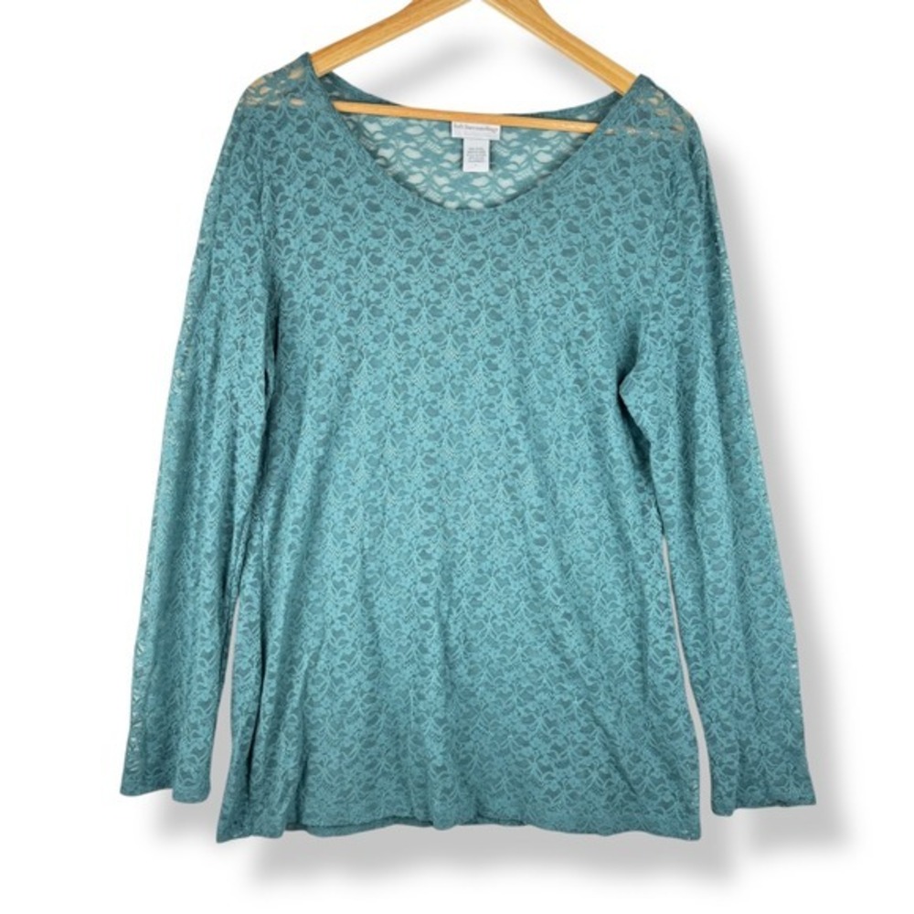 Soft Surroundings Sheer Lace Tunic Top Womens Size Large Coquette Cottagecorel